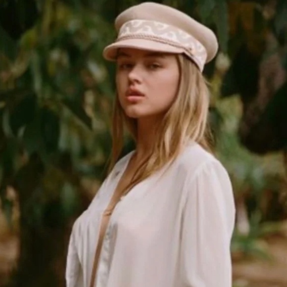 Lack of Color Riviera Cap Gold Medium 57cm Cream Baker Boy Military Hat